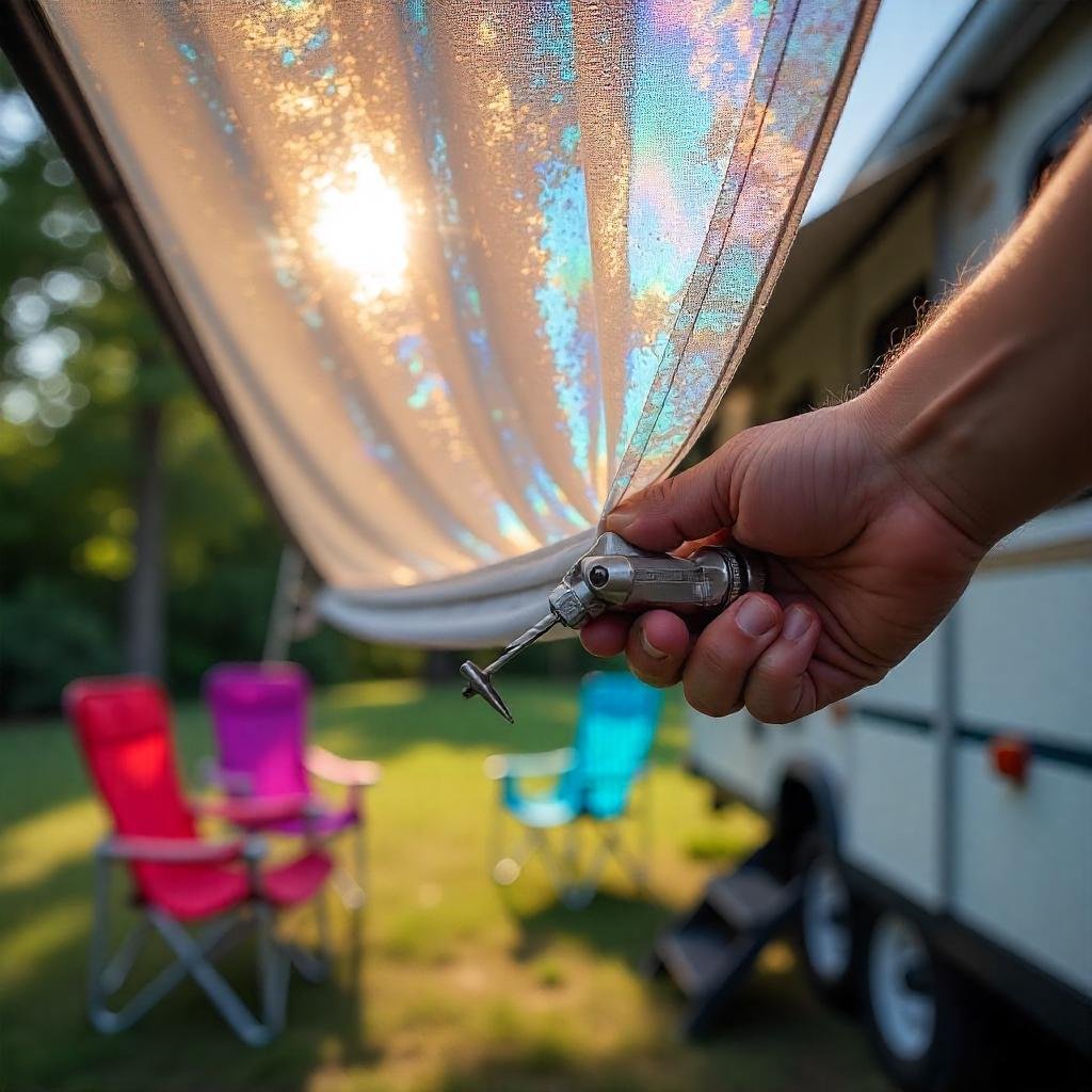 Replacing an RV awning fabric 